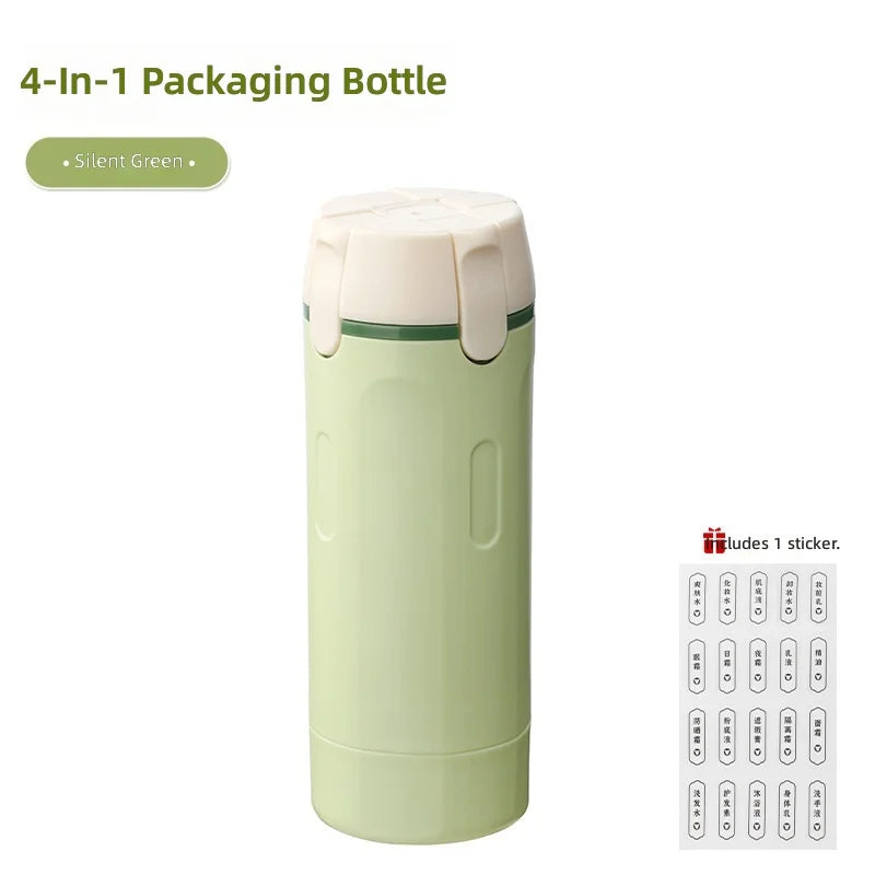 TSA Approved 4-in-1 Rotating Travel Dispenser Bottle Set Leakproof Refillable Lotion Shampoo Toiletry Kit Business Wholesale